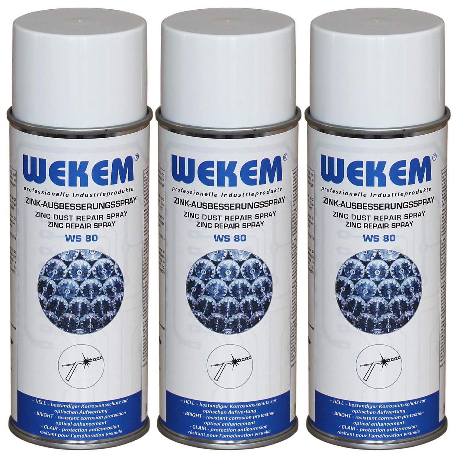 3x 400ml Wekem Zink-Ausbesserungs-Spray WS80 von Wekem