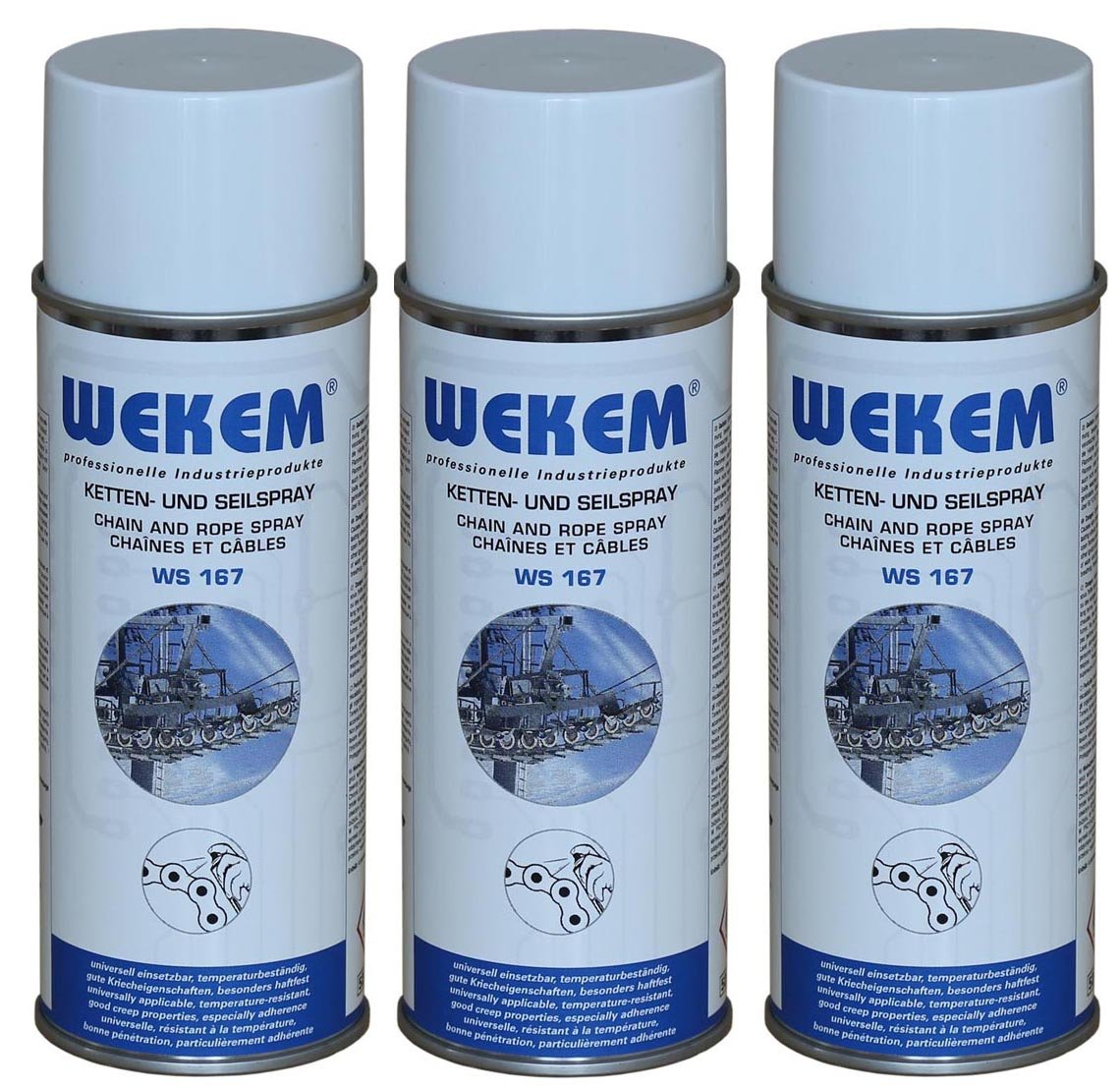 Wekem 3er Sparpack 400ml Ketten- und Seilspray WS167 von Wekem