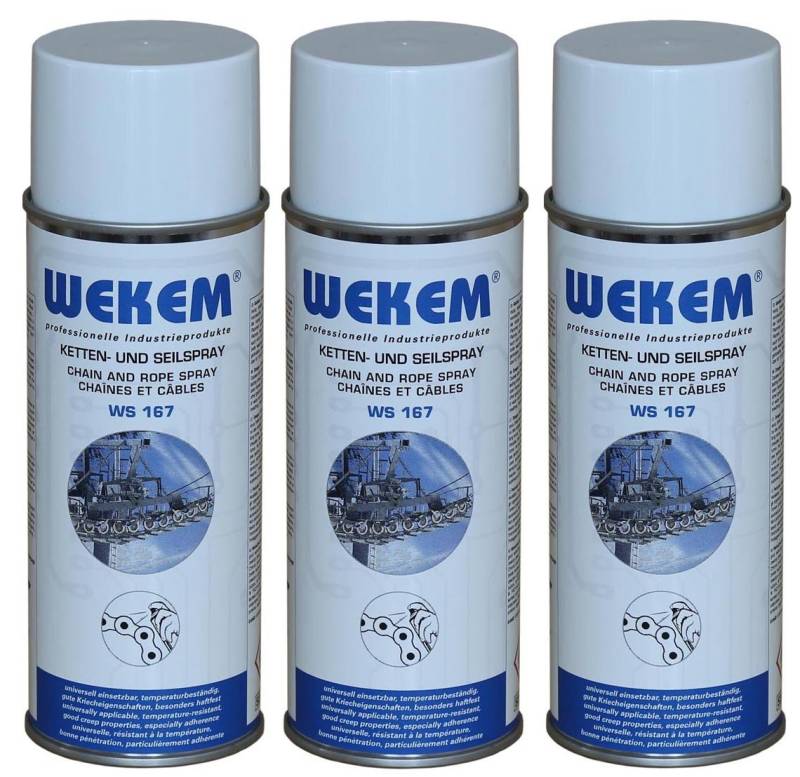 Wekem 3er Sparpack 400ml Ketten- und Seilspray WS167 von Wekem