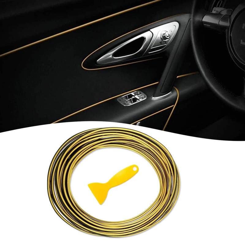 Auto Zierleisten Innen,10M Auto Innenraum Formen Zierleiste Lüftungsschlitz Dekoration Auto Styling Zierleisten DIY Lüftungsgitter Innenausstattung Streifen,für die Meisten Lüftungsschlitze (Gold) von Wekuw