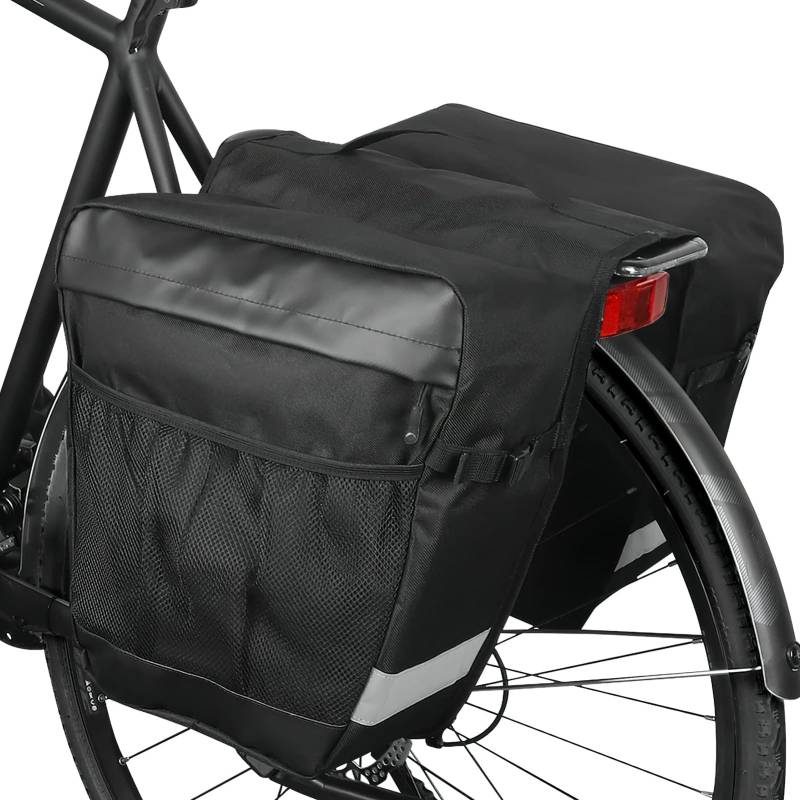 Welltop Fahrradtaschen für Gepäckträger, 28L Fahradtaschen hinten gepäckträger, Wasserdicht Satteltaschen Fahrrad, Packtaschen Fahrrad mit Griff, Reflektierender Streifen von Welltop