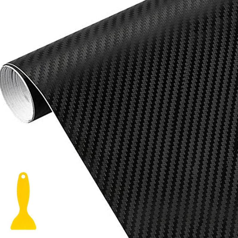 Wellzenith Carbon Folie,150 * 30cm Selbstklebend Autofolie aus Vinyl,Carbon Folie Vinylfolie (3D Schwarz X2) von Wellzenith