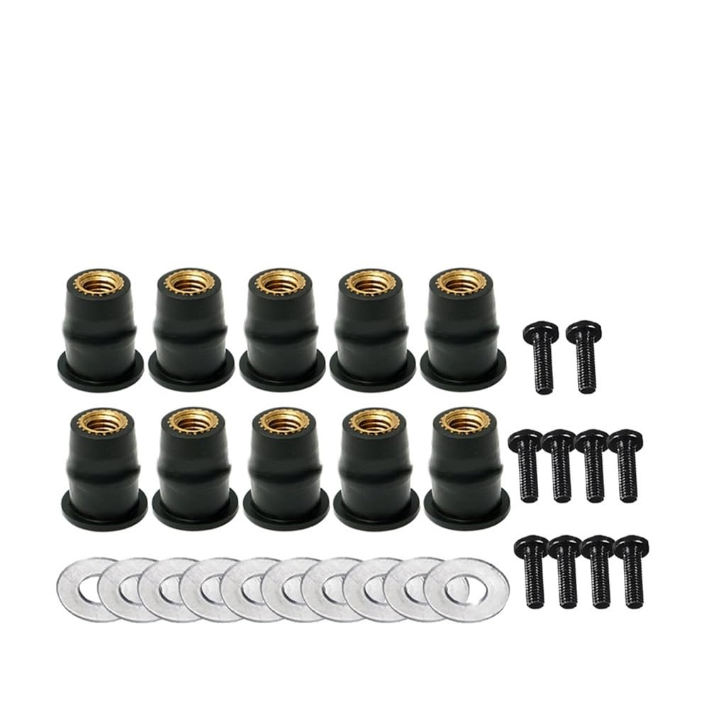 Bolzen Schrauben M5 M6 Motorrad Gummi Well Muttern Windschutzscheibe Mutter Crews Schrauben Zubehör Für S&uzuki Für Y&amaha Für K&awasaki(30Pcs M6) von Wenqu