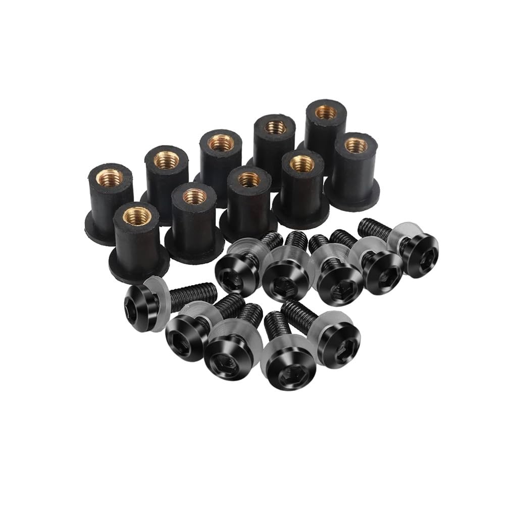 Wenqu Bolzen Schrauben 10PCS Motorrad Windschutz Windschutz Verkleidung Bolzen Schraube Kit Gut Muttern M5 Für F650 Für F700 Für F750 Für F800(Black) von Wenqu