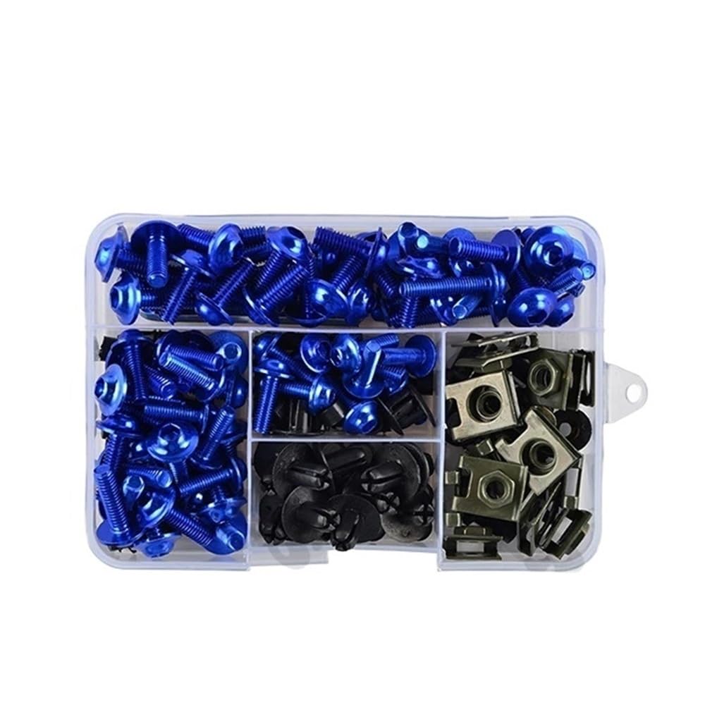 Wenqu Bolzen Schrauben 195PCS Motorrad Verkleidung M5 M6 Schrauben Schrauben Kit Mutter Clips Für K&awasaki Für Ninja 250 300 400 650R Für ABS Für 1000SX Für SX(Blue) von Wenqu