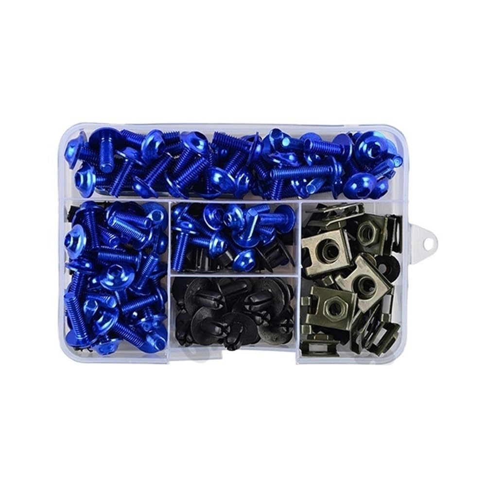 Wenqu Bolzen Schrauben 195Pcs Motorrad Zubehör Aluminium Verkleidung Bolzen Schrauben Kit Mutter Clips Für Y&amaha Für TMAX500 Für TMAX530 Für TMAX560 Für TMAX 500 530 560(Blue) von Wenqu