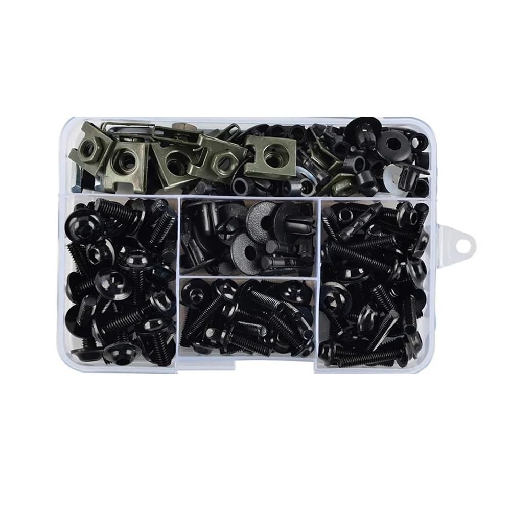 Wenqu Bolzen Schrauben 195Pcs Verkleidung Schrauben Schrauben Kit Mutter Clip Für Y&amaha Für XJ6 Für XJ6N Für XJ 6N Für FZ 6 Für FZ6R Für FZR1000(Black) von Wenqu