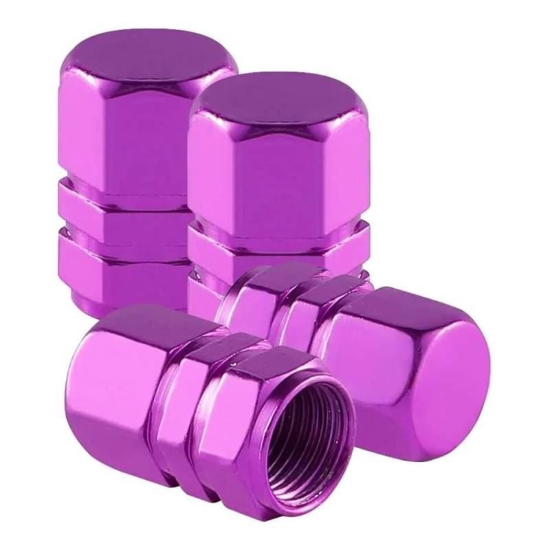 Wenqu Bolzen Schrauben 4 Stück Aluminium-Reifenschaft-Ventilkappen Radventilabckungen Auto-Reifenkappen-Abckungszubehör Für SUV Auto Fahrrad Und Motorrad(Purple-4Pcs) von Wenqu