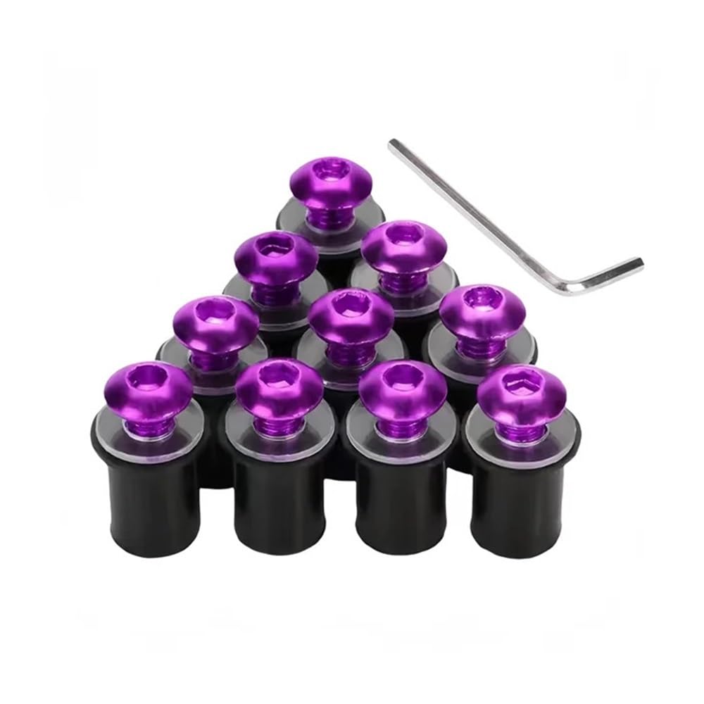 Wenqu Bolzen Schrauben 5mm 10PCS Motorrad Windschutz Windschutz Schrauben Schrauben Mutter Für S&uzuki Für GSXR 600 750 1000 Für K1 Für K2 Für K3(10 pcs Violet) von Wenqu