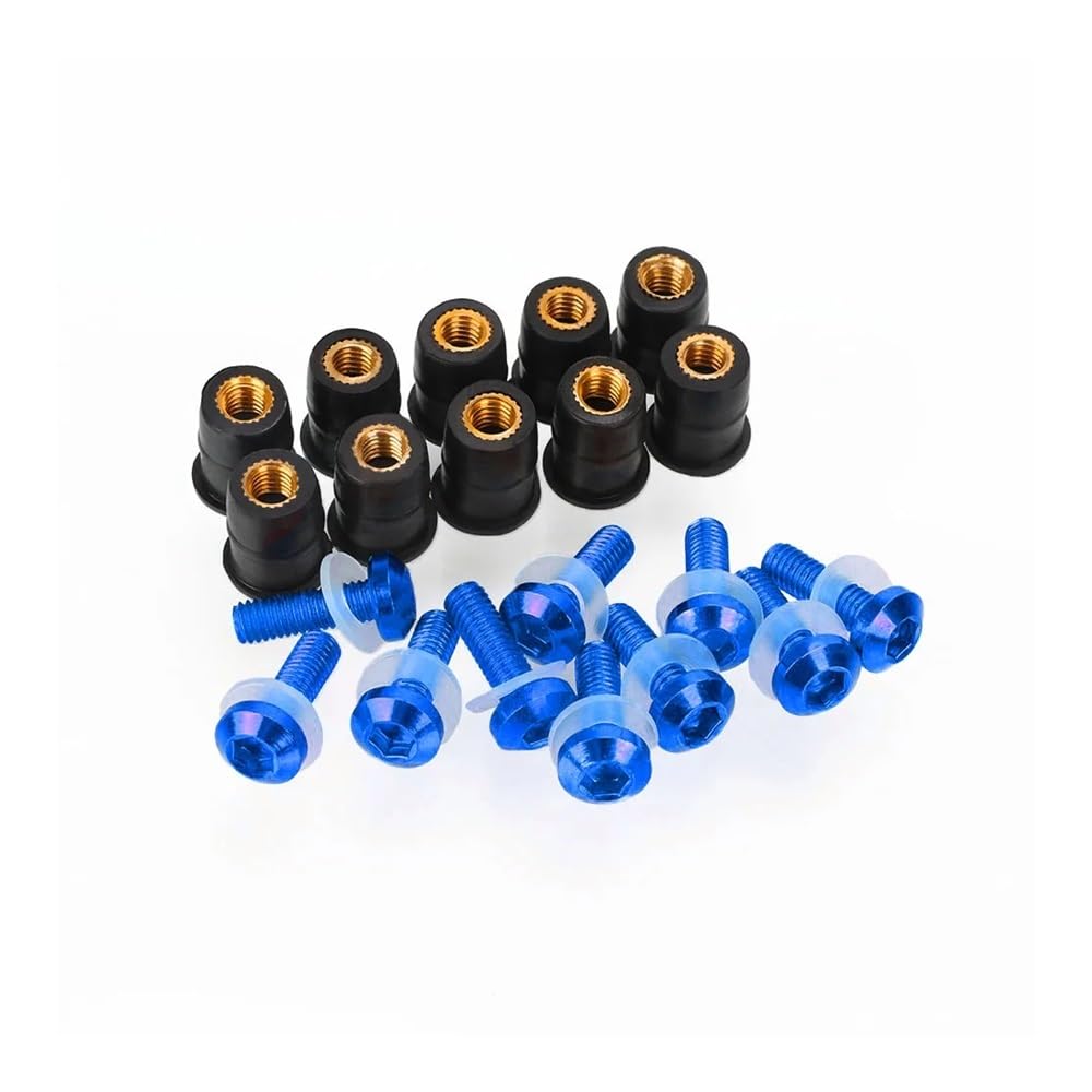 Wenqu Bolzen Schrauben 5mm 10PCS Motorrad Windschutzscheibe Schrauben Schrauben Mutter Kit Für CT100 Für Pulsar 150 Für DTS-ich Für NS160 Für NS200 Für RS200(Blue) von Wenqu