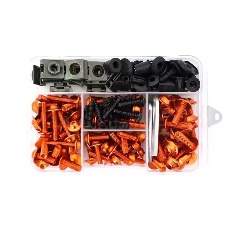 Wenqu Bolzen Schrauben Für K&awasaki Für Ninja Für ZX6R Für ZX7R Für ZX9R Für ZX10R Für ZX10RR Für ZX12R Verkleidung Schrauben Schrauben Kit Mutter Clips(Orange) von Wenqu