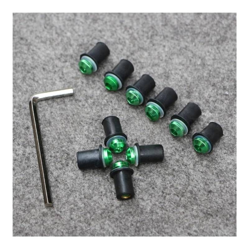 Wenqu Bolzen Schrauben Motorrad Aluminium Verkleidung Windschutzscheibe Bildschirm Mutter Bolzen Schraube Kit Set Für CBR600/929/1000 Für VFR800 Für NC750/700(Green) von Wenqu