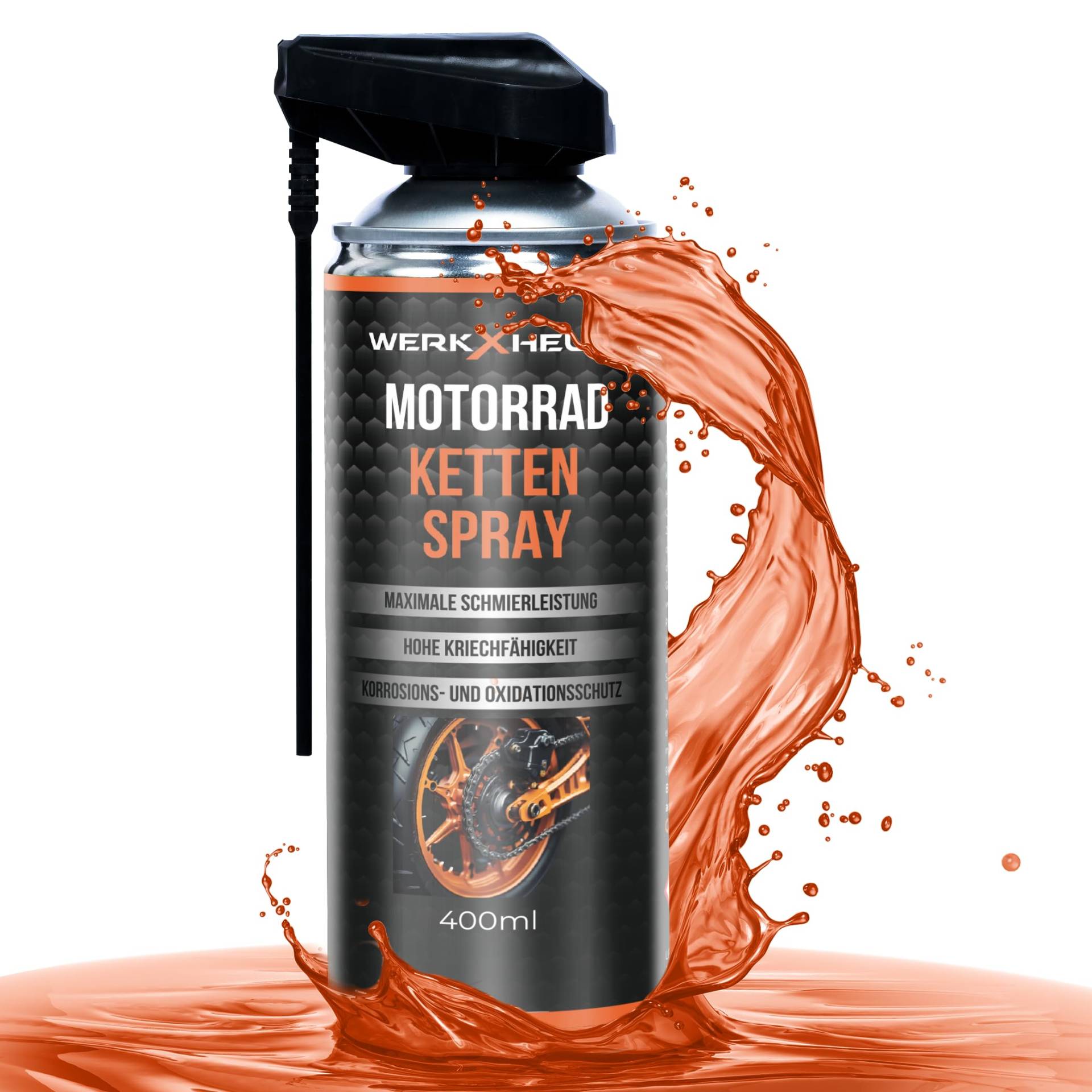 WerkXheld Motorrad Trockenkettenspray mit PTFE 400ml & Kettenfett für Motorrad: Hochwertiges Kettenöl für alle Motorräder von WerkXheld