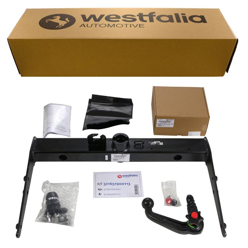 Westfalia Abnehmbare Anhängerkupplung für VW Transporter T5/T6 (Kasten/Kombi) (BJ 10/2009-09/2019) - nur für Fzg ohne Vorrüstung - im Set mit 13-pol. fzg.-spez. Westfalia Elektrosatz von Westfalia Automotive