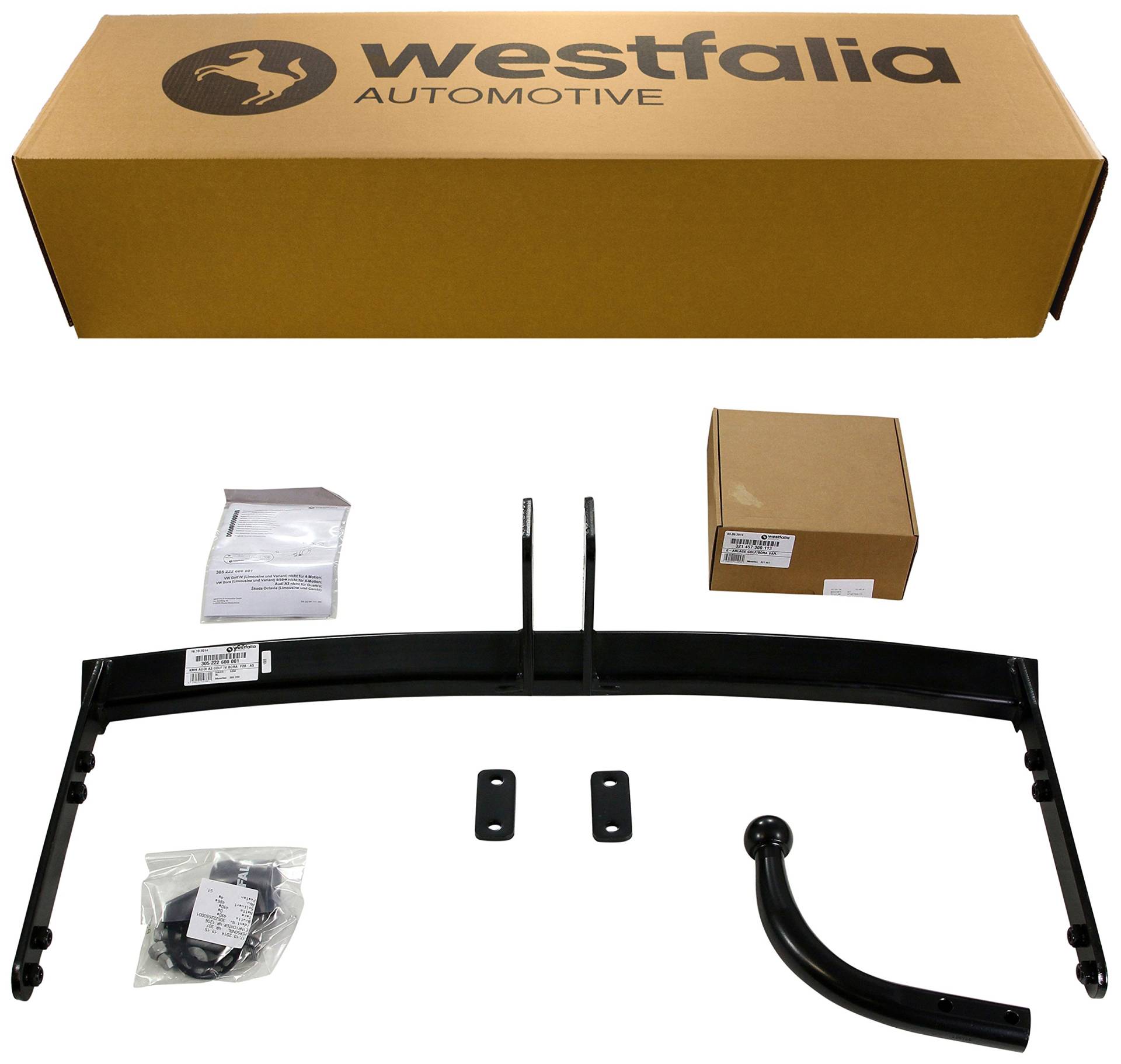 Westfalia Starre Anhängerkupplung für Audi A4 Limousine/Avant (B8) (BJ 09/07-11/15), Audi A5 Coupe (BJ 06/07-09/16), A5 Sportback/Cabrio (B8) (BJ 09/09-04/17) - im Set mit 13-pol. fzg.-spez. Westfalia E-Satz von Westfalia Automotive