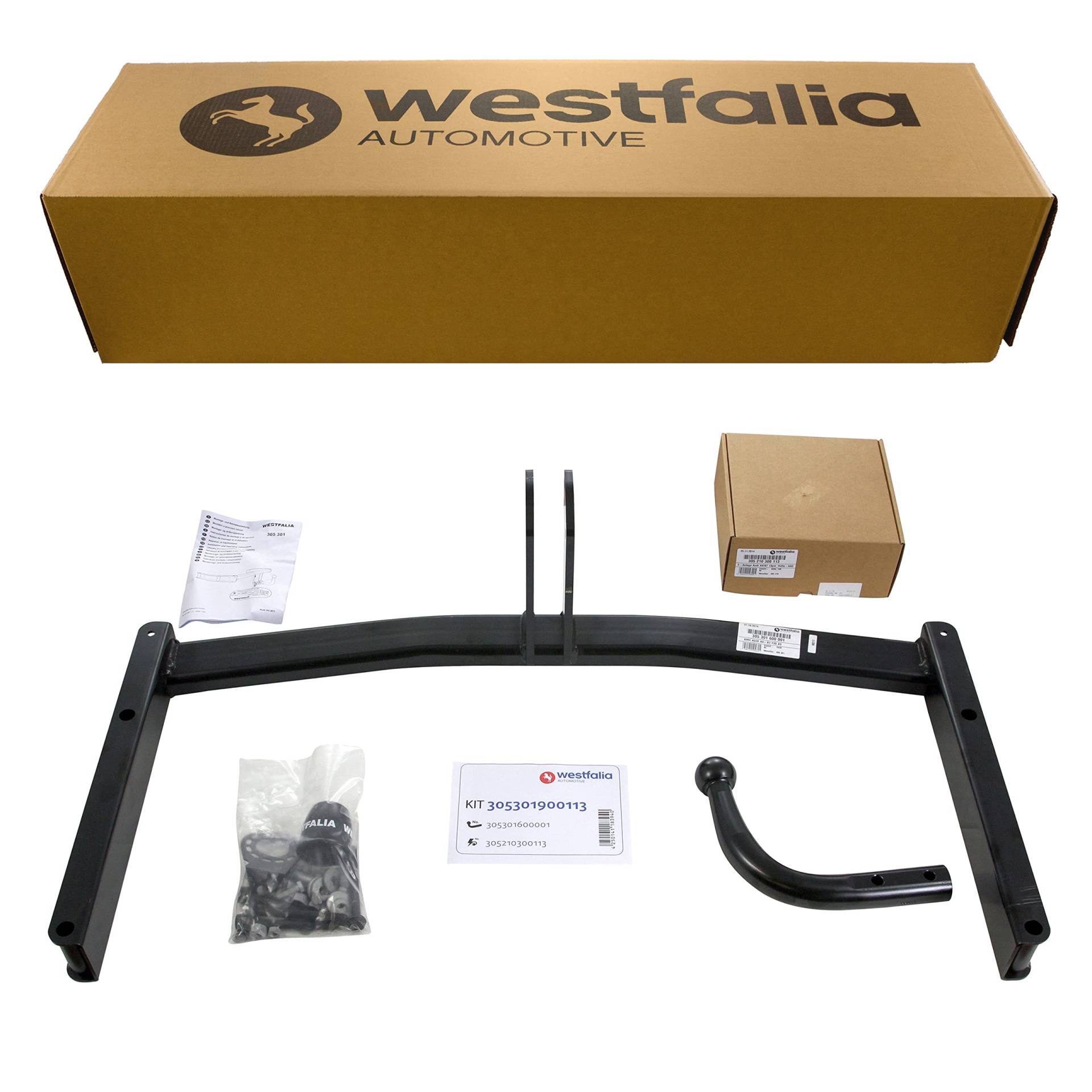 Westfalia starre Anhängerkupplung für Audi A4 Limousine/Avant/Cabrio (B7) (BJ 11/2004-05/2008) - auch für Quattro + S-Line - im Set mit 13-pol. fzg.-spez. Westfalia Elektrosatz von Westfalia Automotive