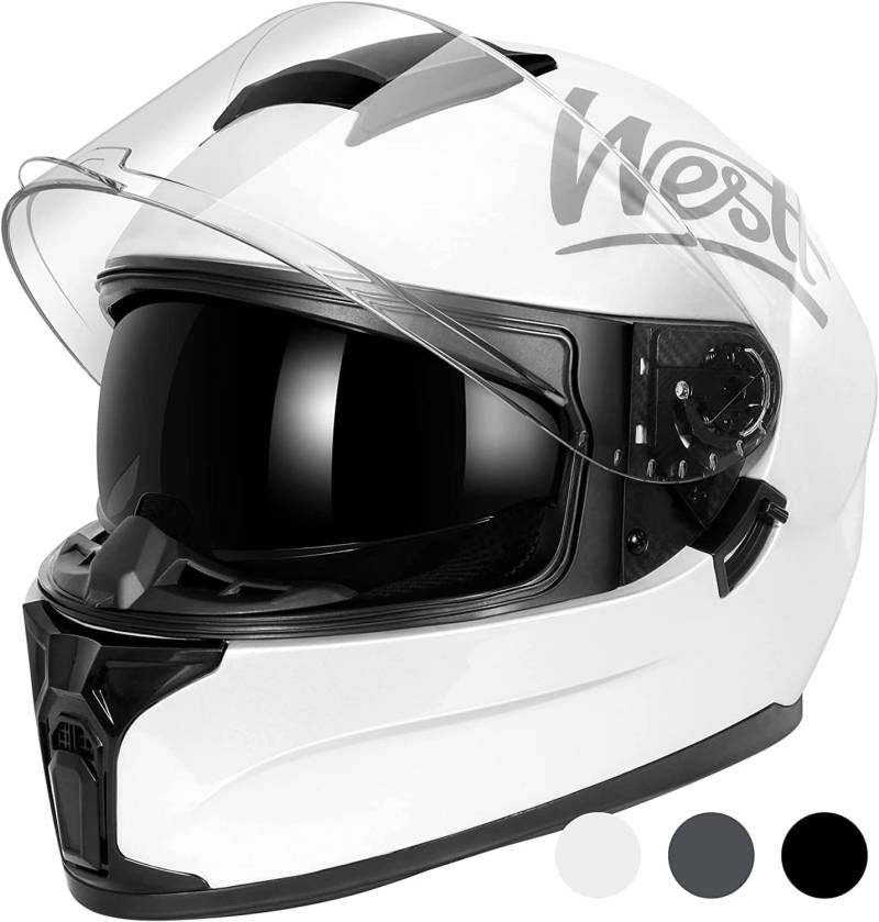 Westt Integralhelm Motorradhelm mit Doppelvisier Herren Damen Touring Street Mopedhelm Scooter Chopper Helm Motorrad, ECE DOT Zertifiziert von Westt