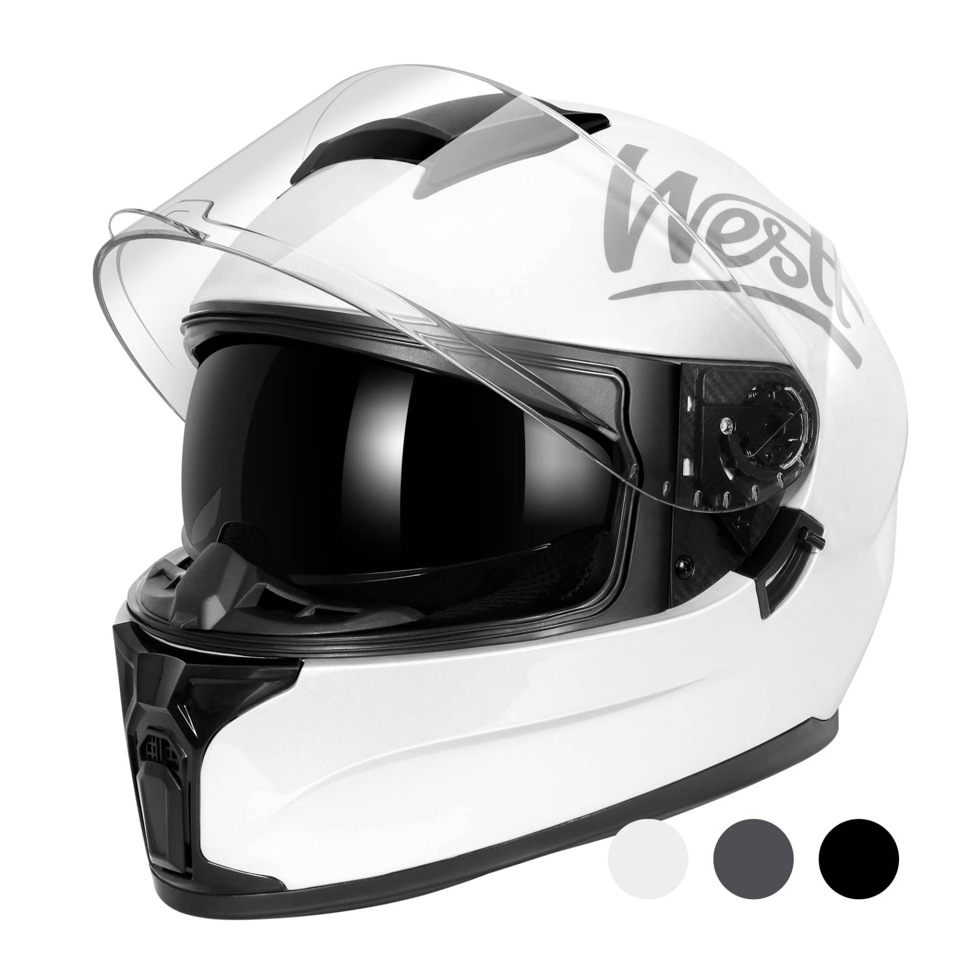 Westt Integralhelm Motorradhelm mit Doppelvisier Herren Damen Touring Street Mopedhelm Scooter Chopper Helm Motorrad, ECE DOT Zertifiziert von Westt