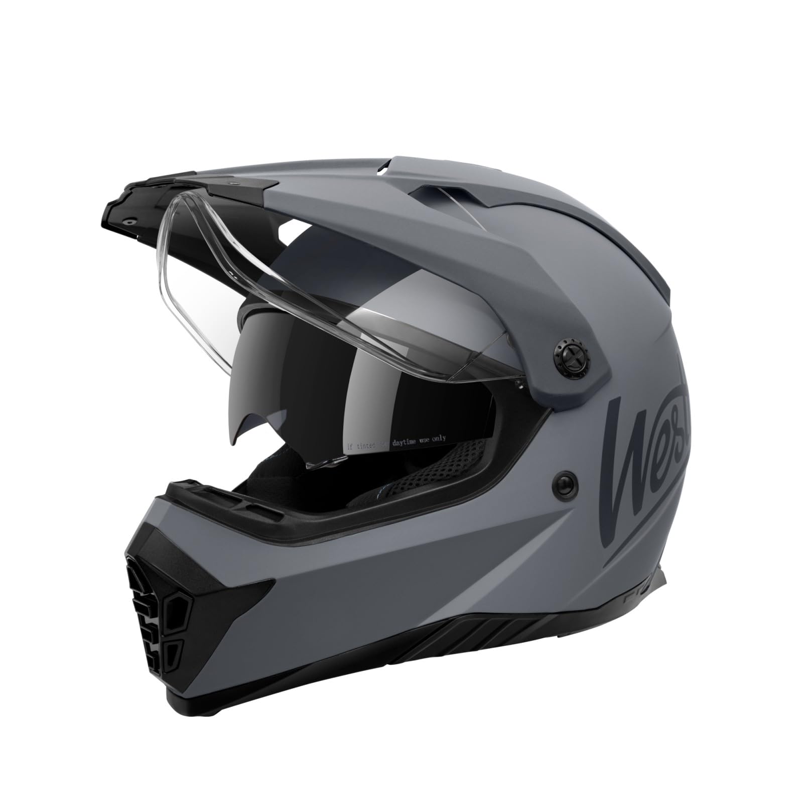 Westt Motocross Helm Fullface MTB Motorradhelm Integralhelm Crosshelm Helm Motorrad MTB Enduro Quad Helm Motorrad mit Doppelvisier Sonnenblende Herren Damen ECE DOT zertifiziert, grau, L (59-60 cm) von Westt