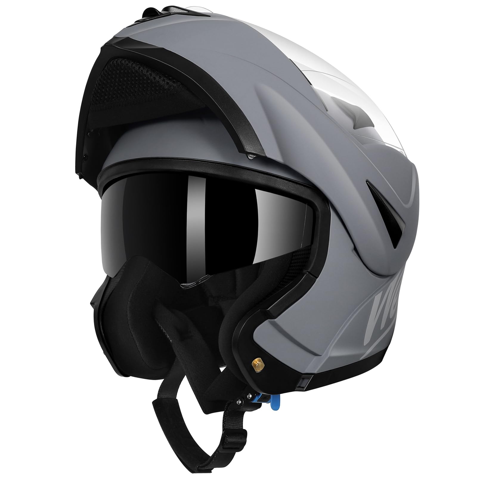 Westt Klapphelm Motorradhelm ECE-R 22.06 Zertifiziert Integralhelm für Damen und Herren Jethelm mit Kinnschutz Scooter Roller Moped Helm mit Sonnenblende und Visier (Matt Grau, L) von Westt