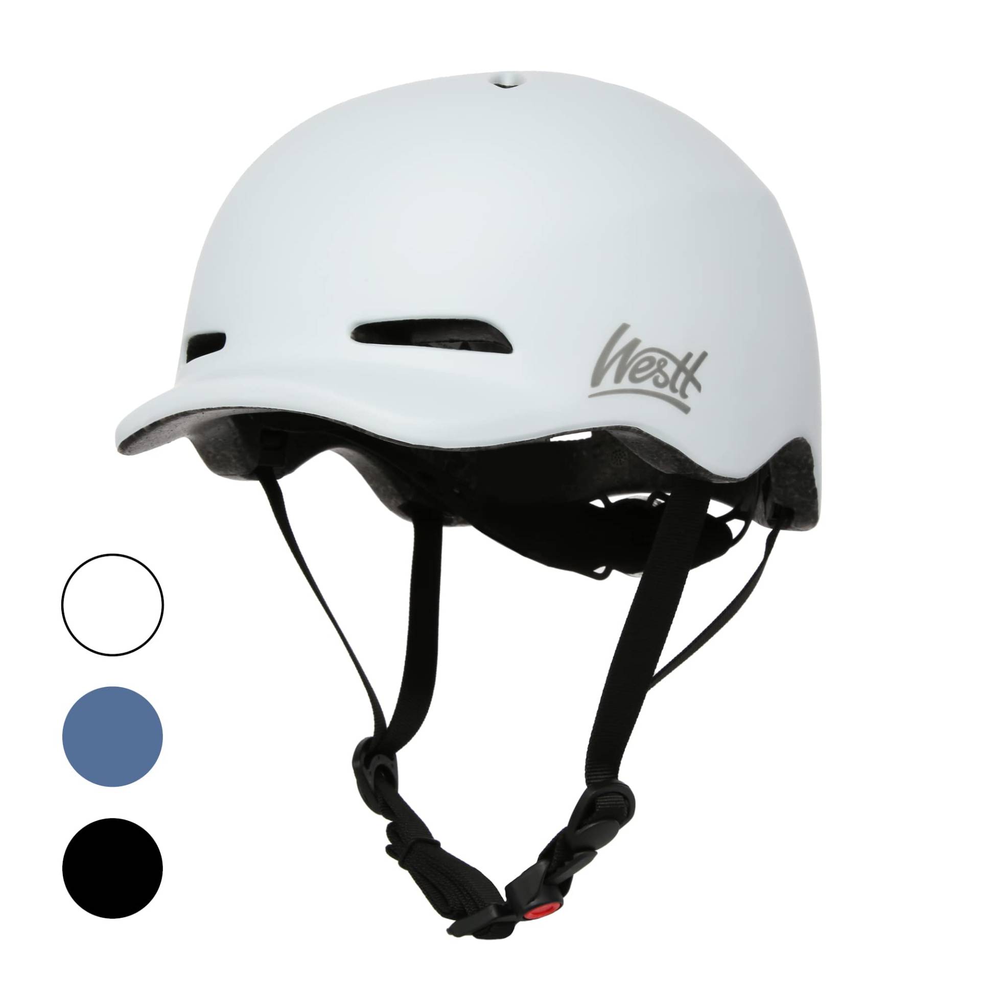 Westt Urban Fahrradhelm mit Licht Radhelm Stadthelm für Damen und Herren, Helm Fahrrad für Junge und Mädchen (Schwarz Weiß Blau Braun) von Westt