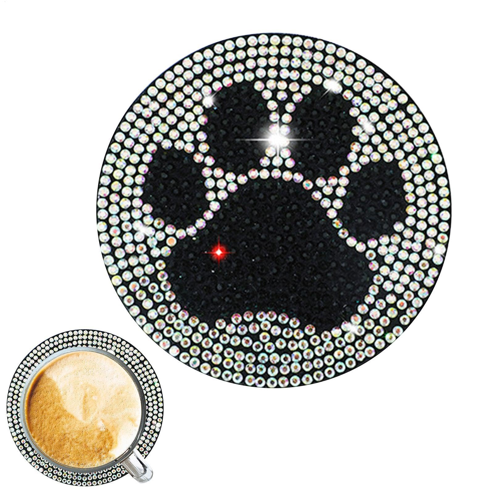 Wezalget Bling CAR Cup HADER SASTERS, CAR Cup COSTERS,PVC Car Coasters Haltereinsatz Tassenmatten | Auto -Innenzubehör, Black Bling Mats Cupeholder für Männer, die meisten Fahrzeuge von Wezalget