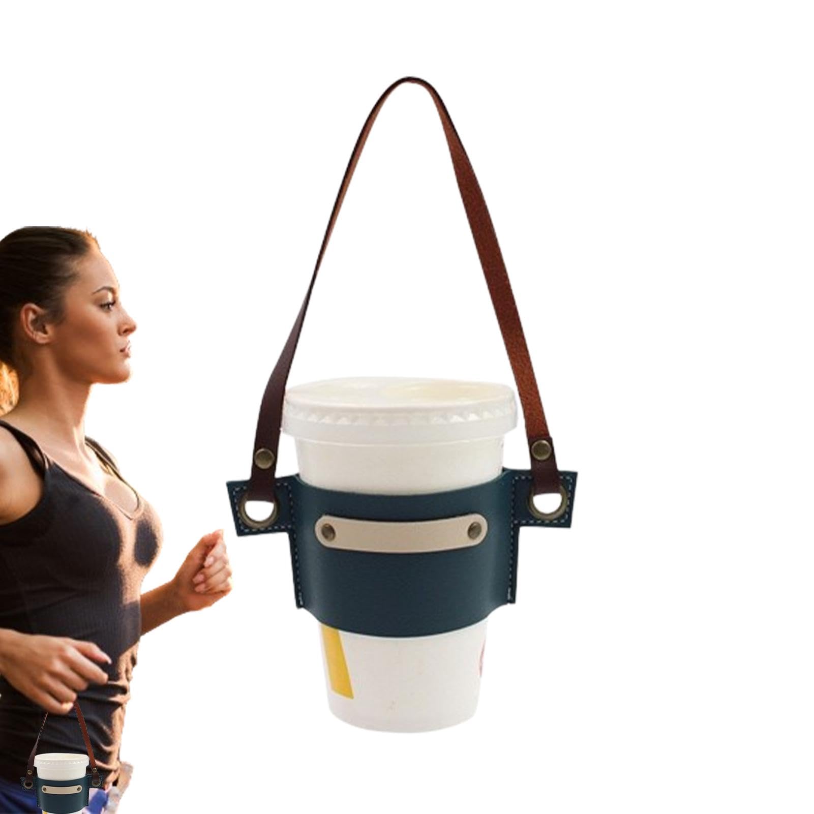 Wezalget Getränkehalter mit Gurt – Kaffeetassenträger Wasserflaschenhalter, tragbare Wasserflaschen-Getränkehülle, wiederverwendbarer Becherhalter für Outdoor-Sport, Camping von Wezalget