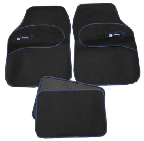 Universal Blau Besatz Schwarz Teppich Tuch Car Mats Set of 4 Kompatibel mit Ford Mondeo Ka von Wheels N Bits