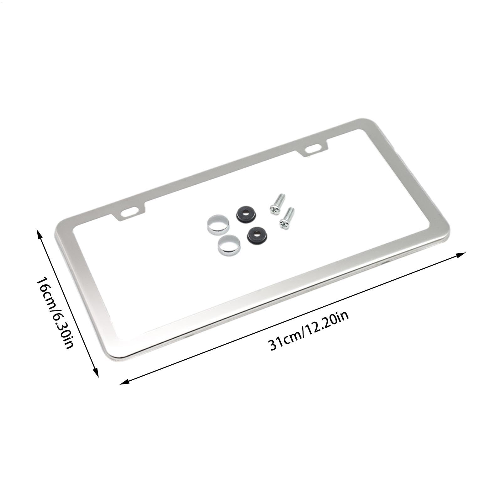 - 2-Loch-Nummernschildrahmen, Nummernschildrahmen aus Edelstahl | Rostfreie Kennzeichenhalterhalterung mit Schrauben, Nummernschildabdeckungen aus Edelstahl für die meisten von Whnbuij