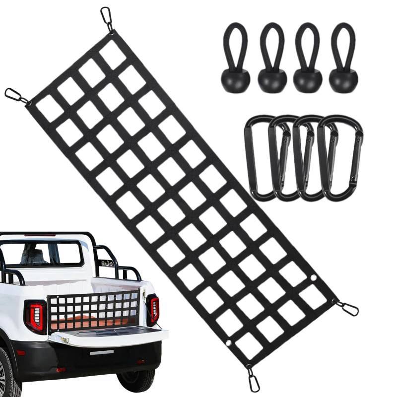 Cargo Mesh – LKW-Ladeflächen-Heckklappennetz, Fahrzeug-Laderaum-Heckklappennetz | Wetterbeständiges Gepäcknetz mit Clip-Haken, UPickup LKW-Ladeflächennetz, Heckklappennetz für Motorräder, Fahrräder, K von Whnbuij