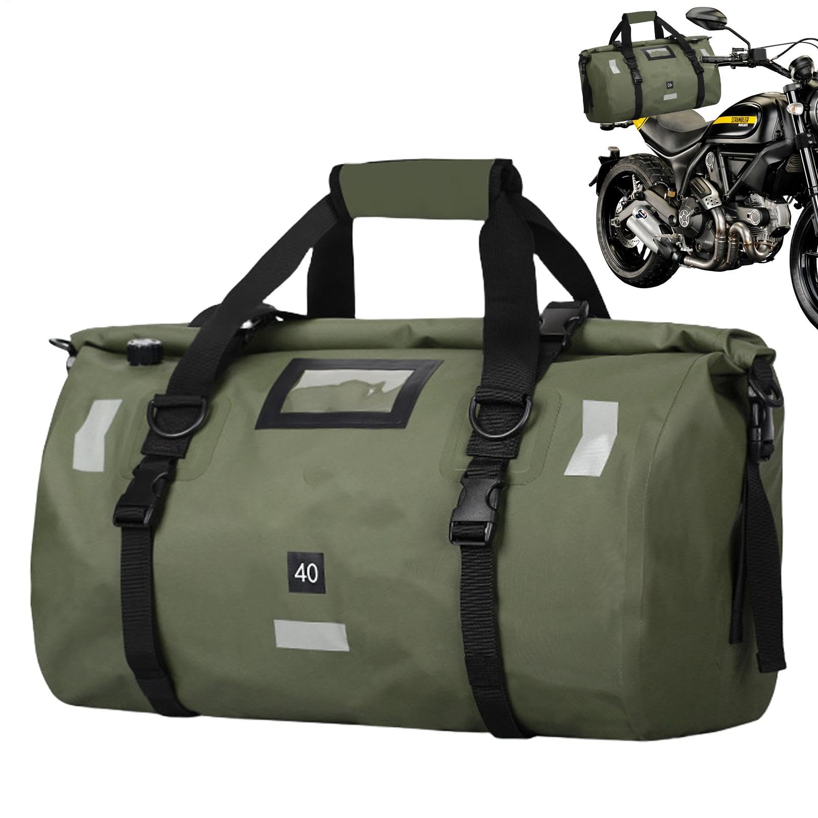 Motorradgepäck – Motorrad-Gepäcktasche, Rücksitztasche, Motorrad-Gepäcktasche, Outdoor-Motorrad-Reise-Hecktasche | Große Motorradtasche mit reflektierenden Streifen für Sicherheit beim Nachtfahren, um von Whnbuij