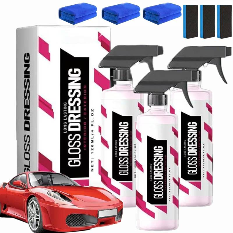 Gloss Dressing - Plastic, Trim & Tire Dressing - Restore Faded Plastics, Plastic Restorer for Cars Ceramic Plastic Coating, Gloss Dressing for Plastic, Buff for Shine (3PCS) von Whnnssw