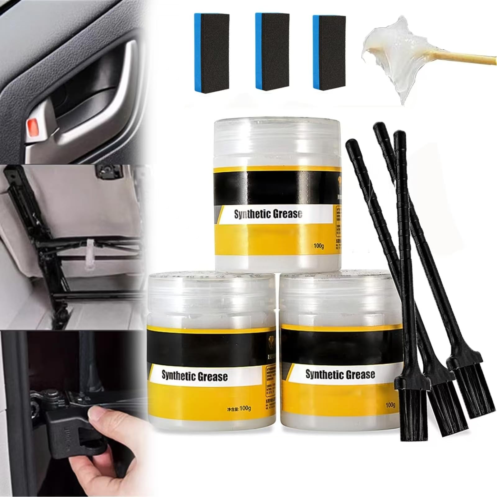 Hochwertiges synthetisches Fett für die Autopflege, Synthetic Grease, Bremsen Schmierfett für Auto, Auto Schiebedach Schienen Schmierfett, Radlager Langzeitfett (3PCS) von Whnnssw