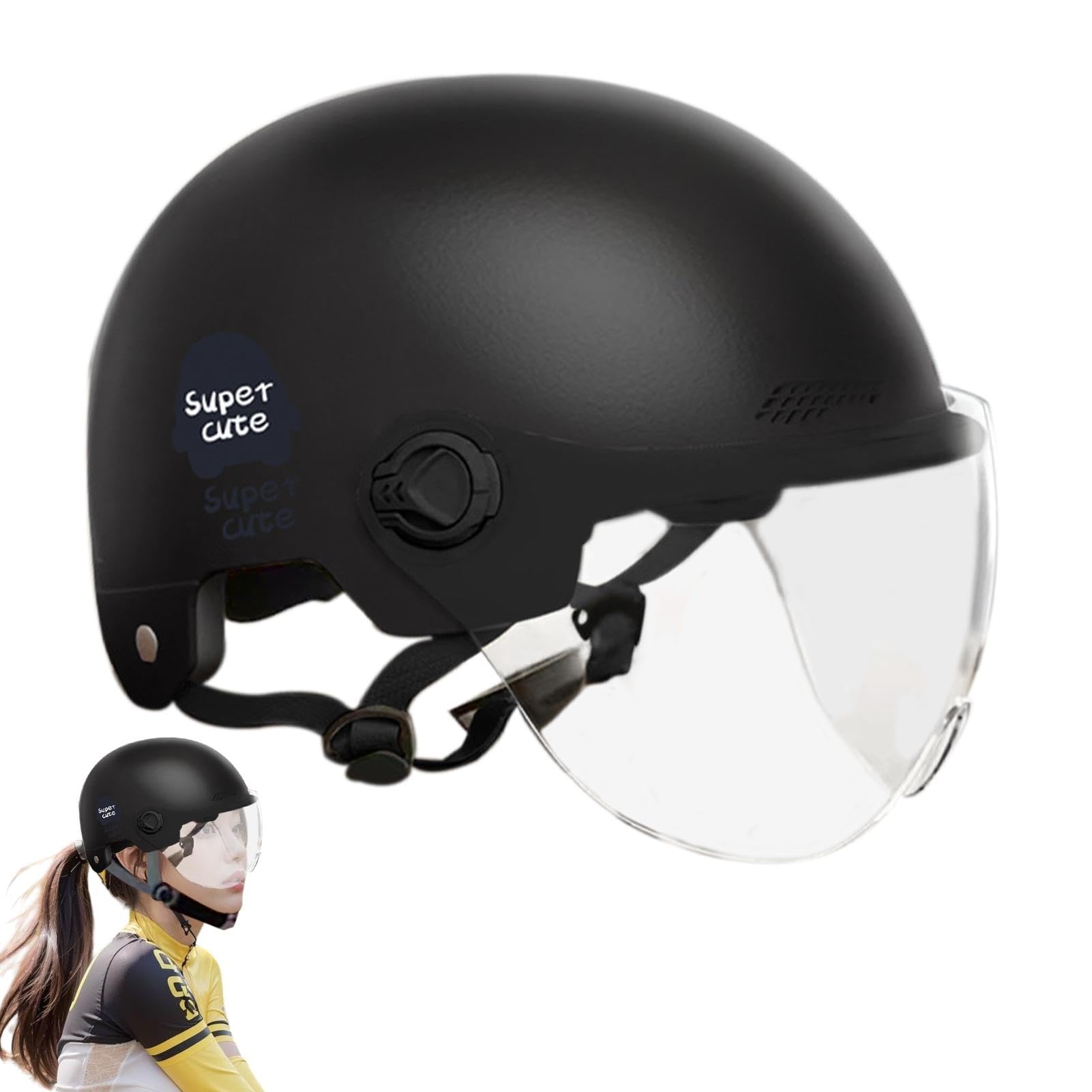 Motorrad-Halbkopfbedeckung,Halbkopfbedeckung - Motorrad-Kopfbedeckung, halber Schutzhelm,Kopfbedeckung mit offenem Gesicht, Vintage-Sonnenschutz, halbes Gesicht, Fahrradhüte für Radfahren, Reiten, Män von Whpsiting