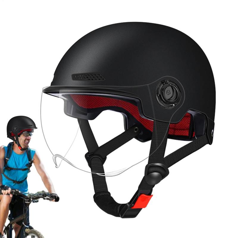 Whrcy Offene Motorradhelme, Helme mit Visier, Stoßfeste Fahrradhelme, abnehmbare Blendschutzbrille, 2H-Härte, Kopfschutz, Skateboard-Helme für Erwachsene zum Radfahren von Whrcy