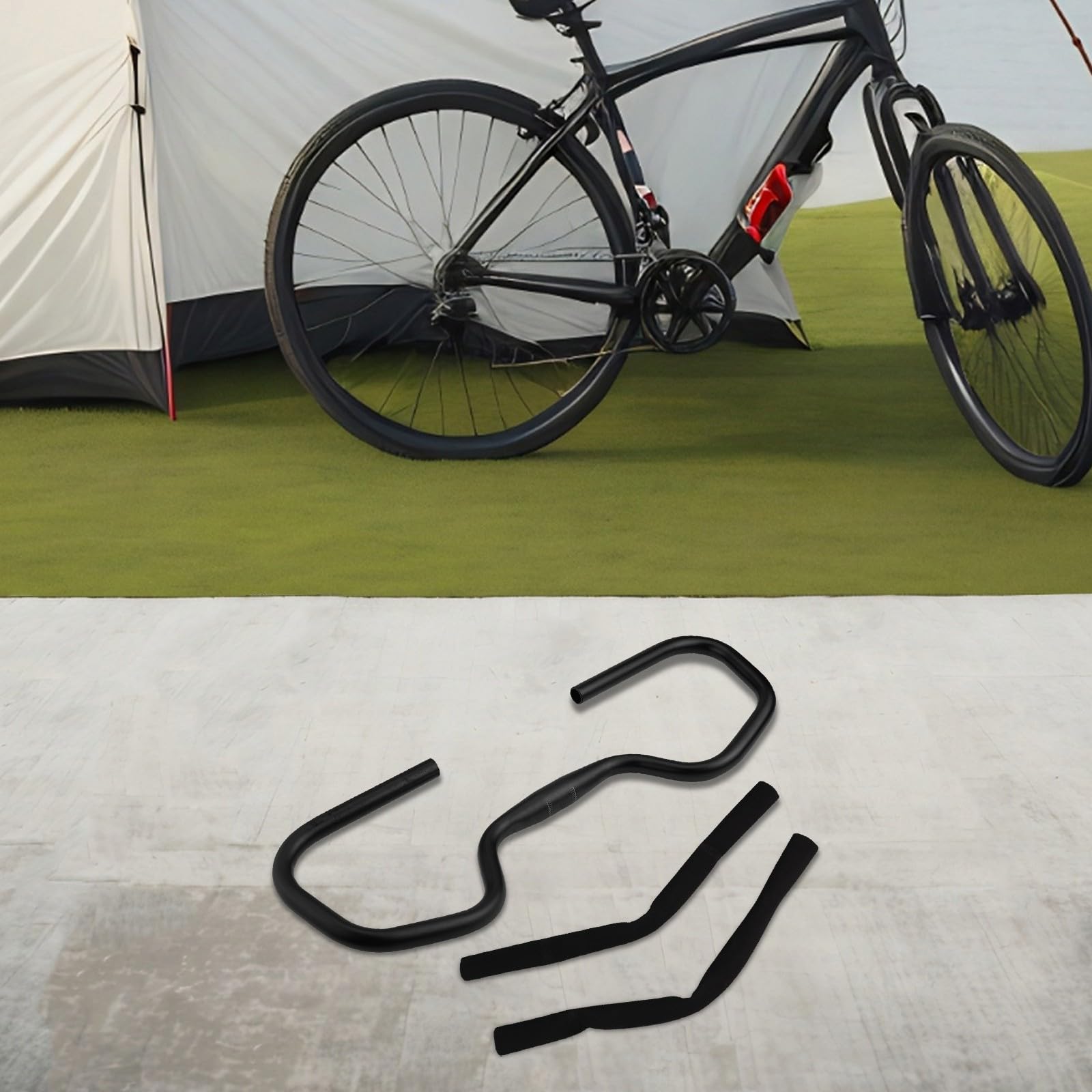 Fahrradlenker aus Aluminiumlegierung, Schmetterlingsform, Breite 580 mm, ideal für Trekking (31,8 mm Lenker + 2 Griffe) von Whychstore