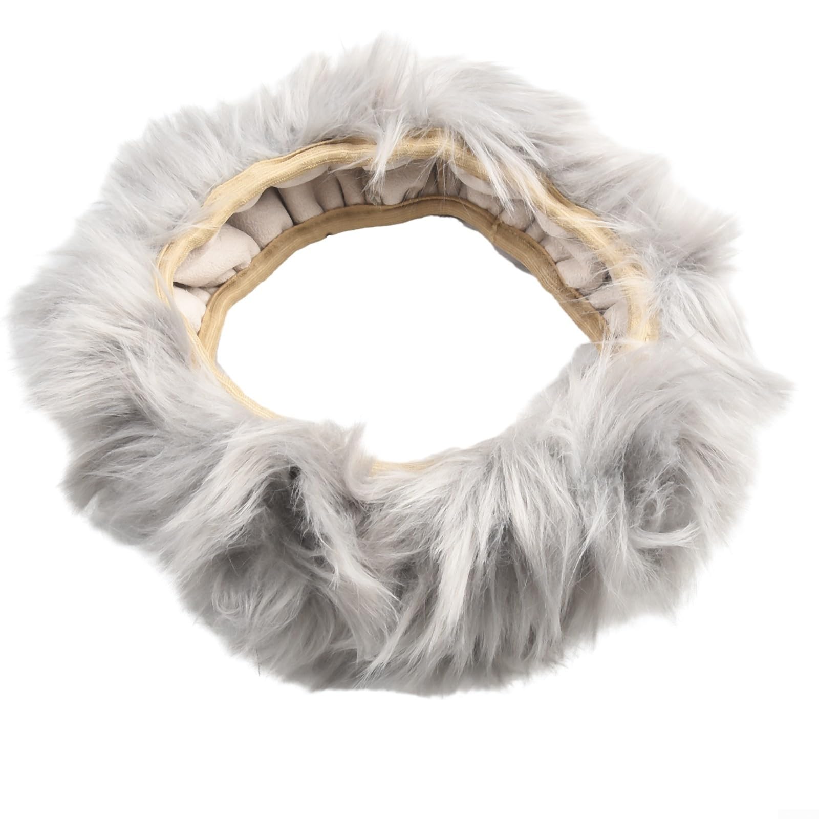 Furry Accessories Auto-Lenkradbezug, weicher Plüsch, 38,1 cm, Grau, Braun (Grau) von Whychstore