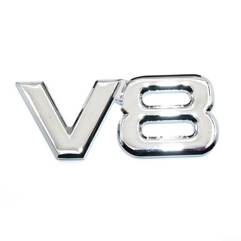 V8 Turbo Emblem Aufkleber Premium Chrom Metall Abzeichen für Auto Anpassung (Silber) von Whychstore