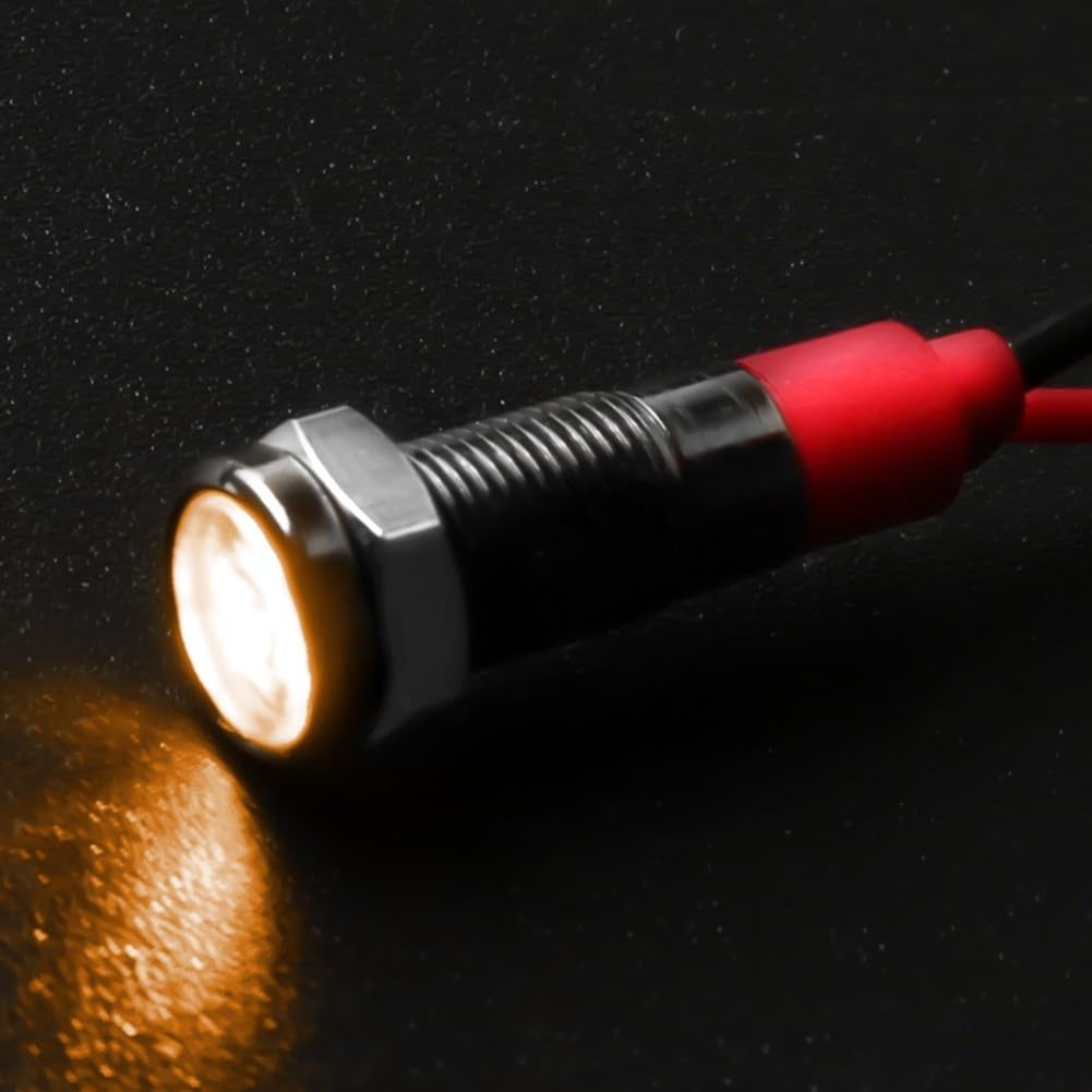 Whychstore 5 Stück wasserdichte LED-Kontrollleuchten, 3 V, 6 V, Kunststoff, schwarze Lampen für Automobil- und Marine-Anwendungen (gelb) von Whychstore