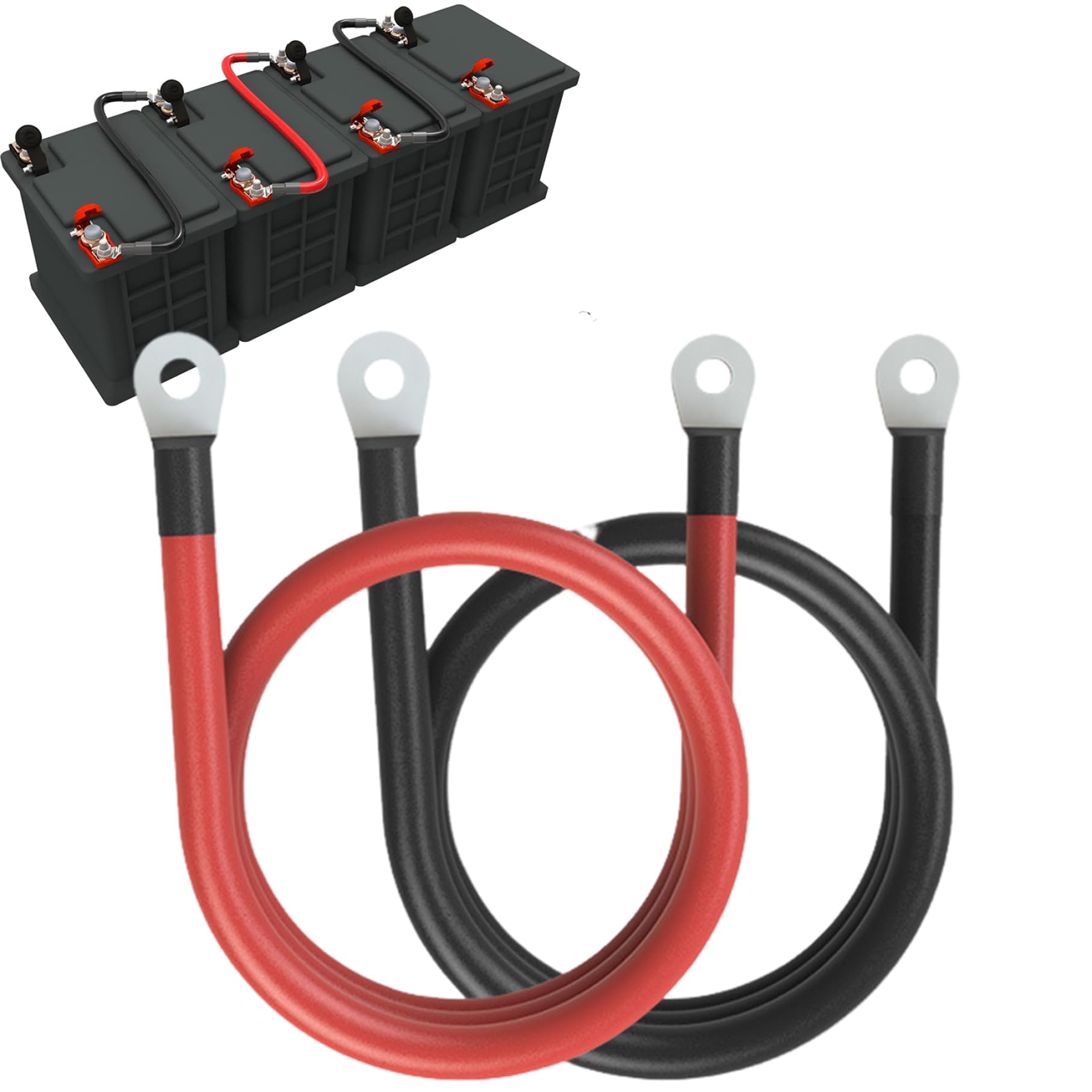 2PCS -Batteriekabel, 19,6 2 AWG Kupferscheibe Wechselrichter Batteriekabel mit Klemmen 5/16 Stecker für Solarpanel, Automobil, Auto, LKW, Motorrad, Boot, RV -Batteriekabel von Whyzsjnclg