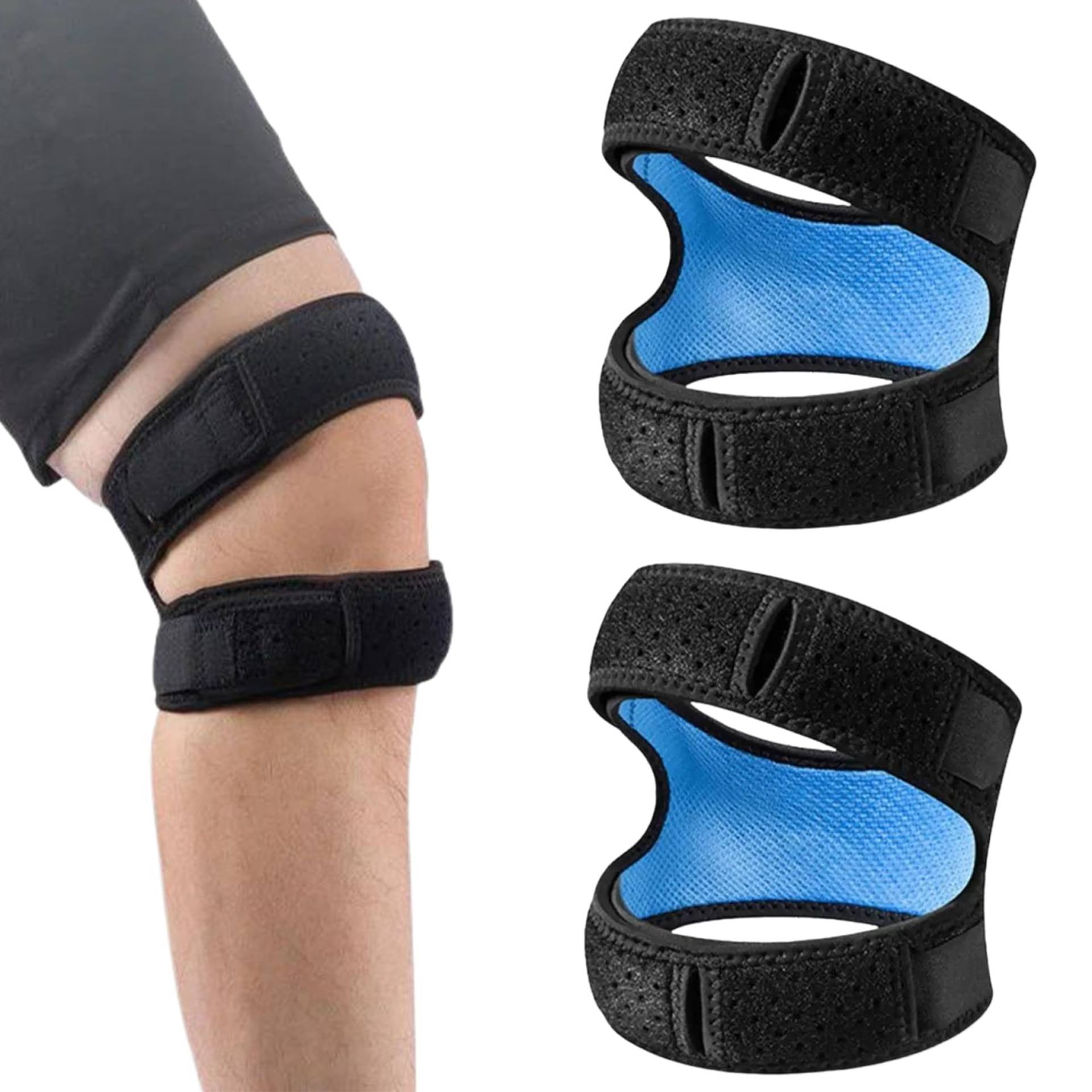 Patella-Band 1-Paar Hochkompression Polyester Knieschnee mit Befestigungsband Nicht rutschernde, atmungsaktive Impaktionen-resistente Knie-Bänder für Basketball, Fußball, Laufen, Sehnenentzündung, Pa von Whyzsjnclg