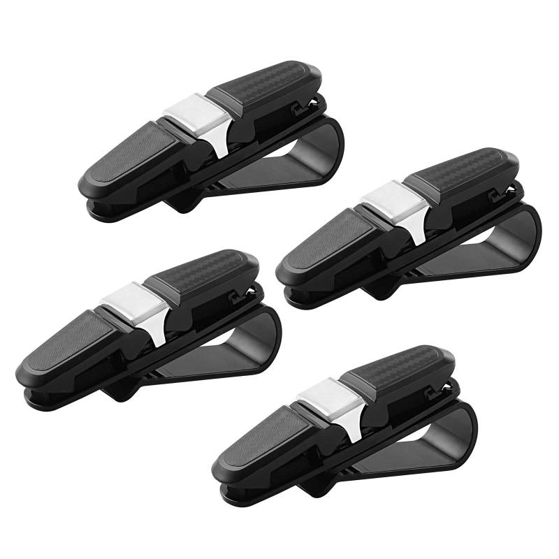 WiMas 4 Pack Magnetische Brillenhalter Leder Sonnenbrillen Halterung Auto Sonnenbrillenhalter Brillenhalterung Doppelendstücke Ticket Karten Clip Halterung Auto Sonnenblende Clip (Silber) von WiMas