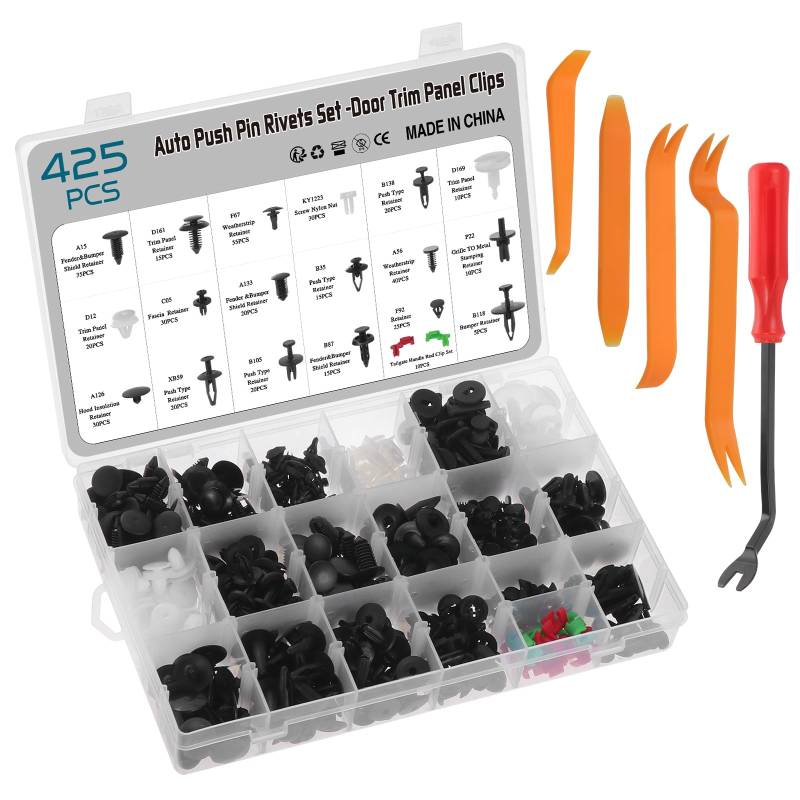 WiMas 430PCS Auto Push Retainer Clips Auto Befestigung Clips Türverkleidung Klammern Panel Clip Stoßstangen Zierleisten Befestigungclips mit Befestigungswerkzeug von WiMas