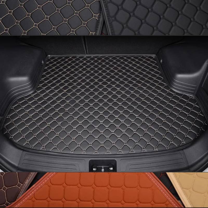 Car Leather Boot Mats für Porsche Taycan 2019-2024, Antirutschmatte Kofferraum Schutzmatten Laderaummatte Cargo Teppich Autozubehör,Black beige von WiNwon