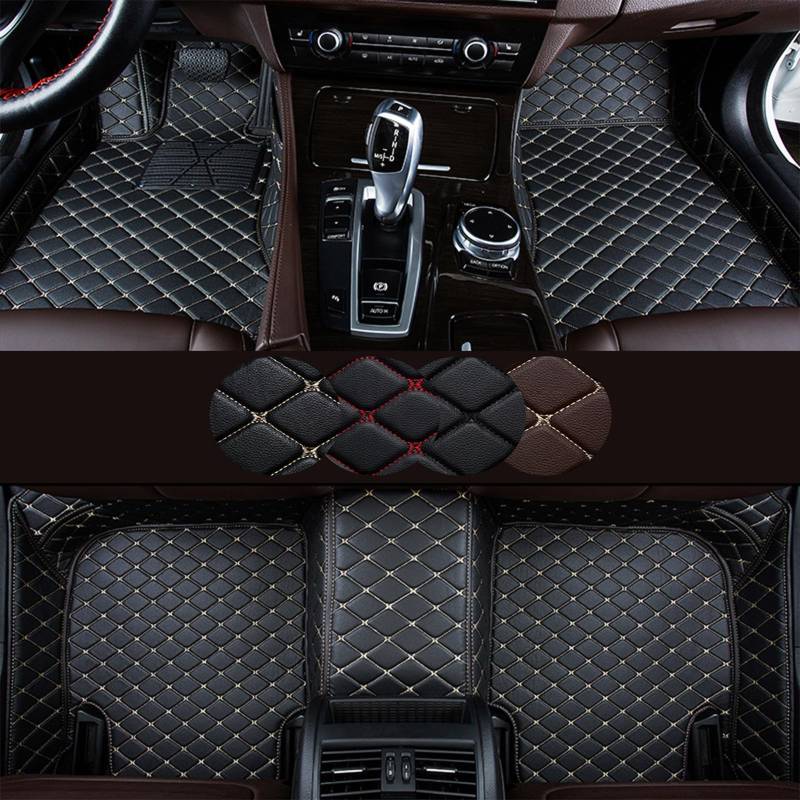 WiNwon Custom Car Floor Mats Suitable for Hummer H2 2003-2007, All-Weather Non-Slip Waterproof Protection Advanced Performance Liners, Leather Floor Mats Full Set, C/Black Rice von WiNwon