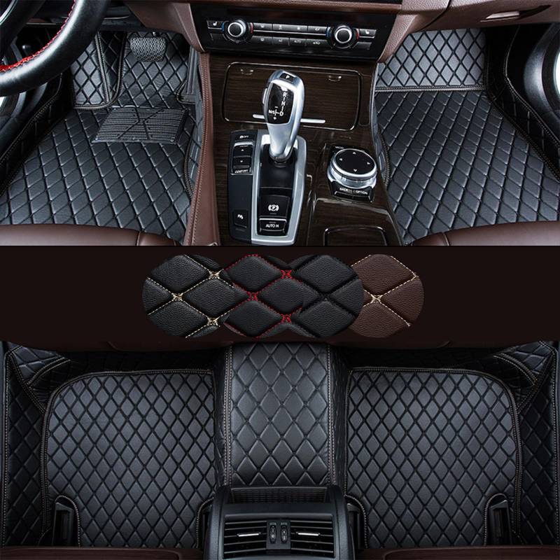 WiNwon Custom Car Floor Mats Suitable for Hummer H2 2003-2007, All-Weather Non-Slip Waterproof Protection Advanced Performance Liners, Leather Floor Mats Full Set,A/Black von WiNwon