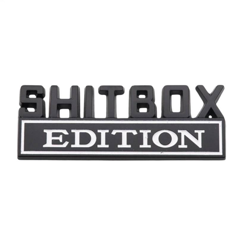 3 d-Design Shitbox-Autoembleme – Neuheit Kreative Dekorationen, Shitbox Edition-Abzeichen | Lustige, Dekorative, Selbstklebende Auto-Heckaufkleber Für Kraftfahrzeuge von WildHarmony