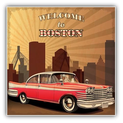 11cm 2xHochwertiger Auto-Aufkleber Sticker Decal Autoaufkleber Aufkleber-Folie Wunschtext Boston Retro Welcome Label G1635 von WildeBabsKLBT