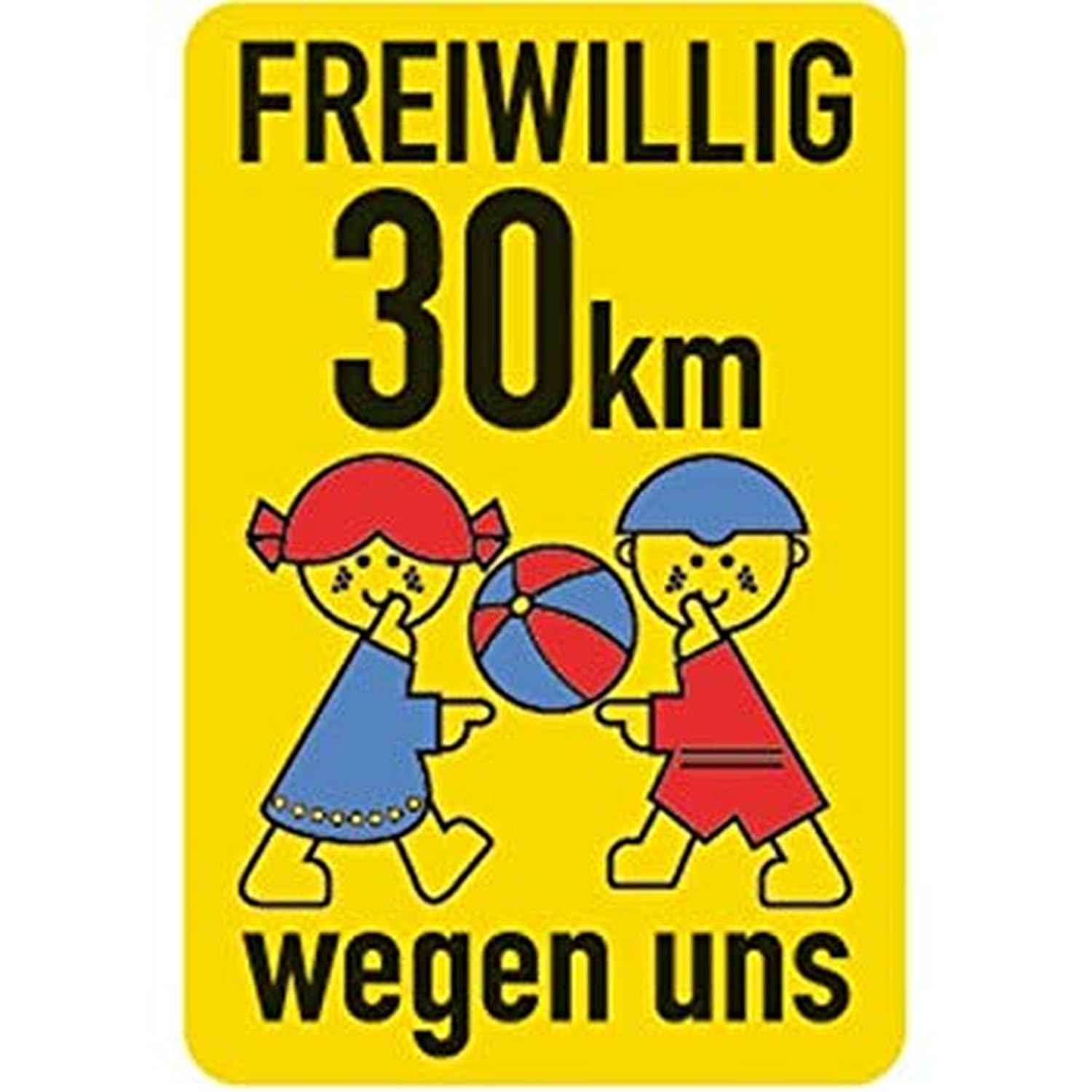 WildeBabsKLBT 11cm 2Stück Hochwertige Schild Aufkleber-Folie Sticker Decal Kinder und Spielplatzschild Freiwillig 30 -Kmh wegen Uns S193 von WildeBabsKLBT