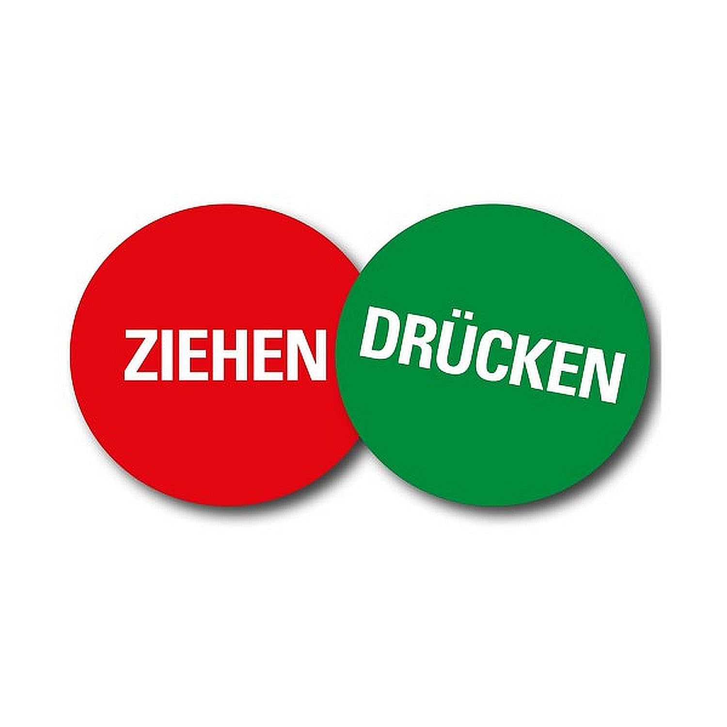 WildeBabsKLBT 11cm 2Stück Hochwertige Schild Aufkleber-Folie Sticker Decal öffnen Drücken Ziehen Rot Grün Pfeil Cafe Fluchtweg Eingang Ausgang S874 von WildeBabsKLBT